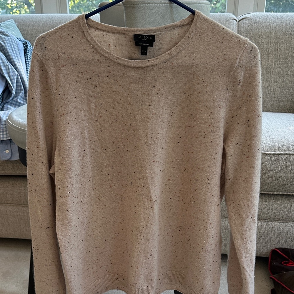 LIKE NEW!!! CASHMERE!!! Talbots CASHMERE Light Brown Speckled Knit Sweater
